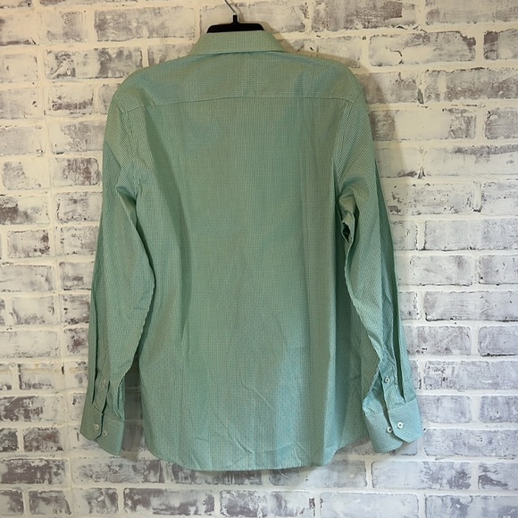 Monza Rosso Milano Tailored Fit Men Button Front L/S Check Green Plaid Shirt L - Picture 3 of 9